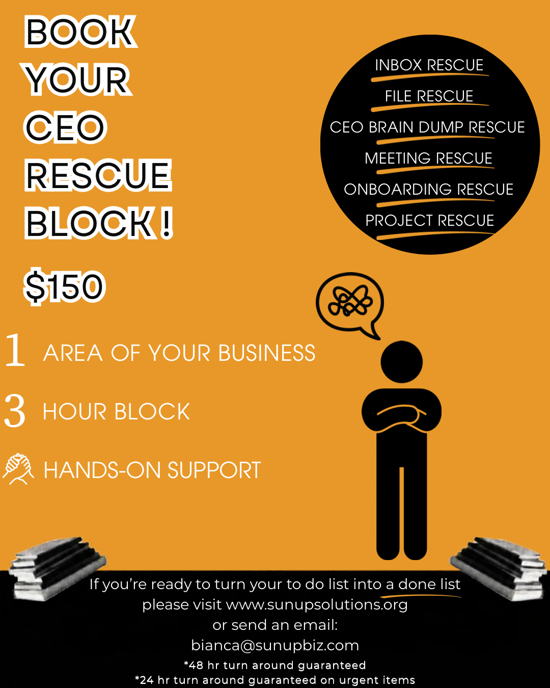 Book Your CEO Rescue Block campaign flyer